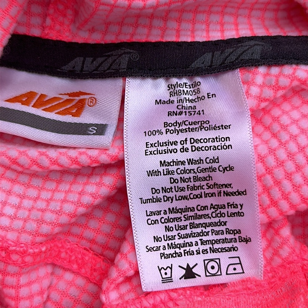 Avia Heathered Neon Pink Cowl Neck Activewear Pullover Hoodie Thumbholes Size M - Picture 9 of 9